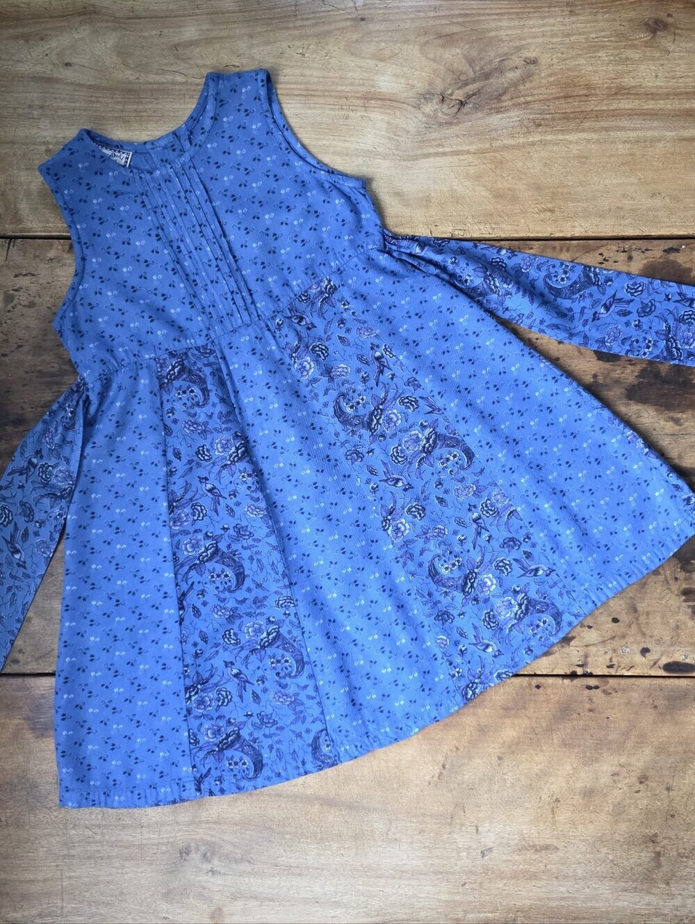 Vintage Cornelloki Dress by April Cornell – Girls Size 3/4 – Indigo Blue/Floral